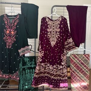 Limelight Maroon Long Sleeve Embroidered Dress with Gold Detailing